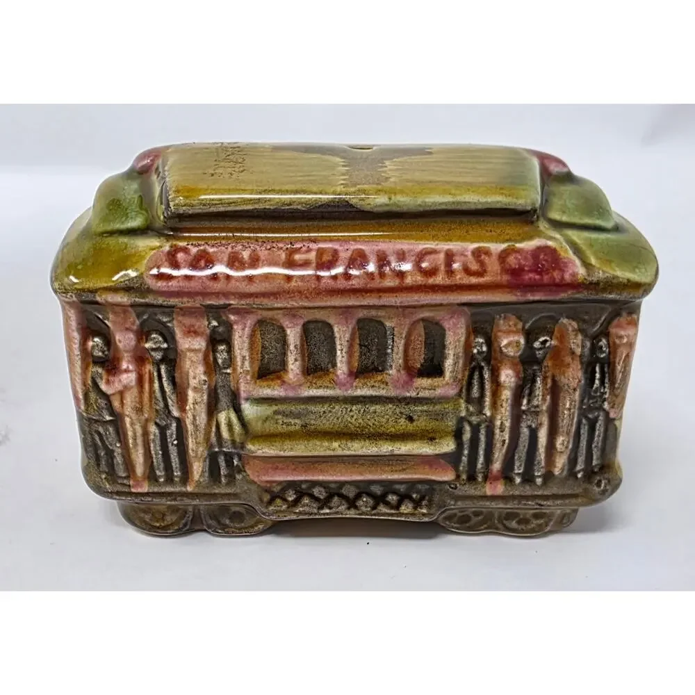 Vintage San Francisco Cable Car Shakers & Toothpick Holder Japan Set